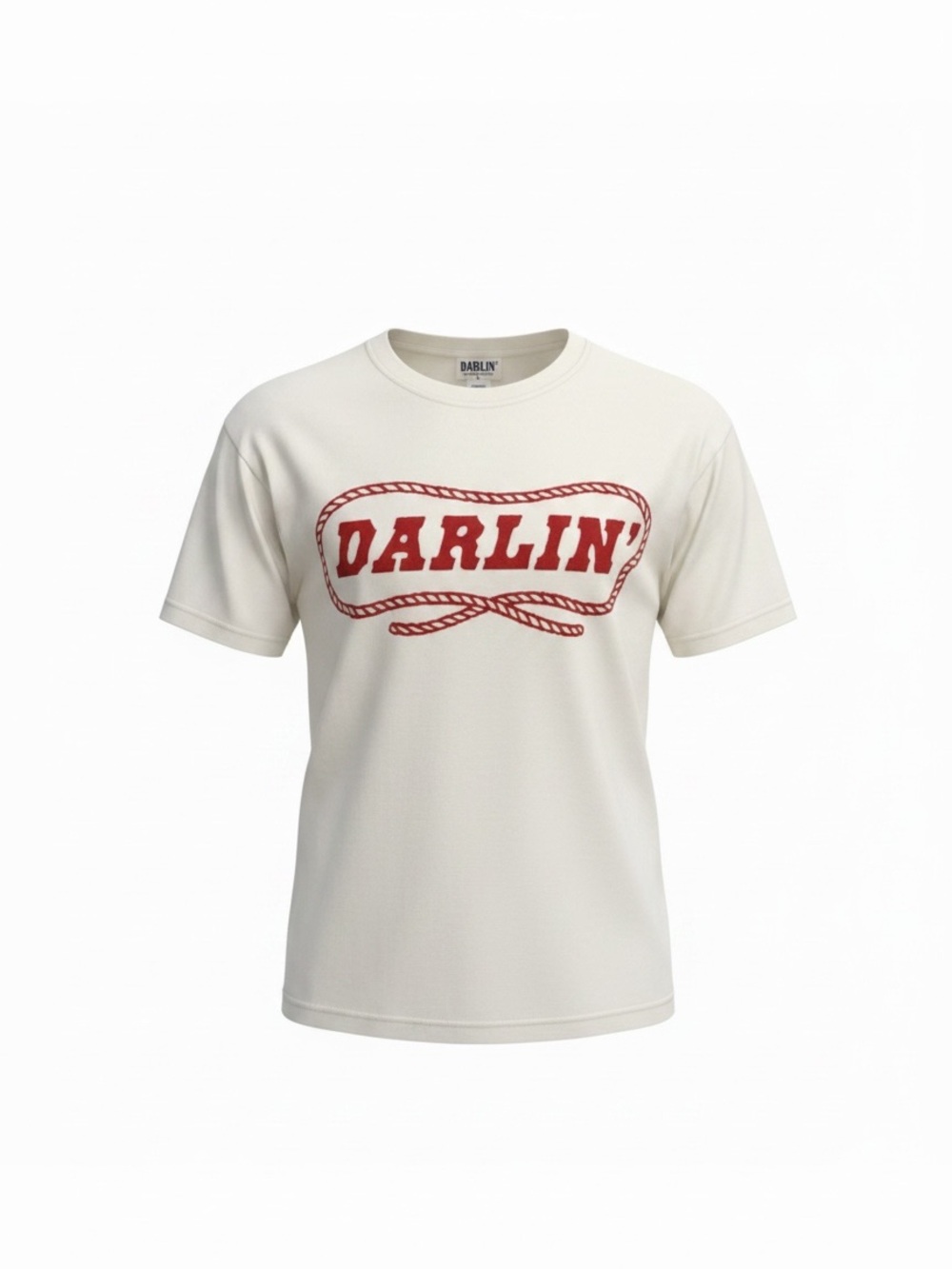 Darling White Tee with Red Rope Graphic